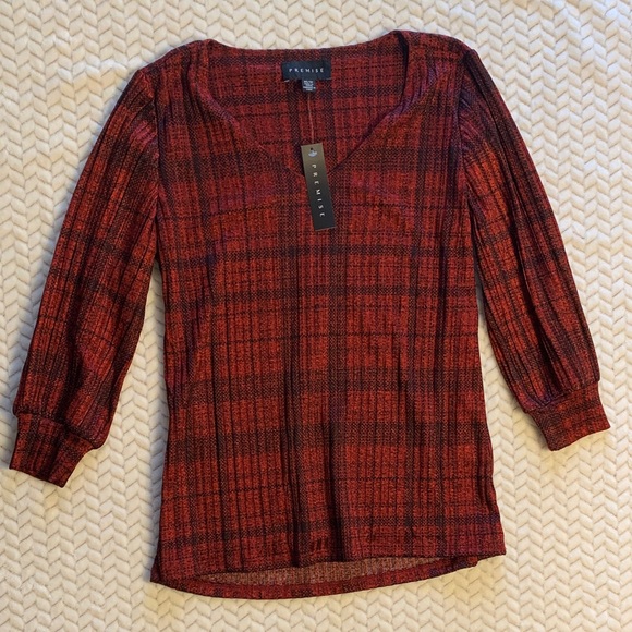 Premise Red and Black Plaid shirt - Picture 3 of 4